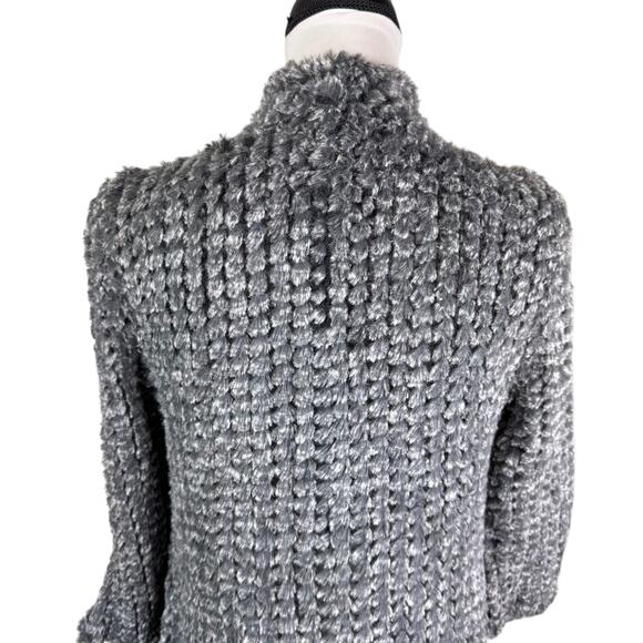Dolce Cabo Gray Soft Faux Fur 3/4 Sleeves Open Cardigan Layering Coatigan - Picture 11 of 16